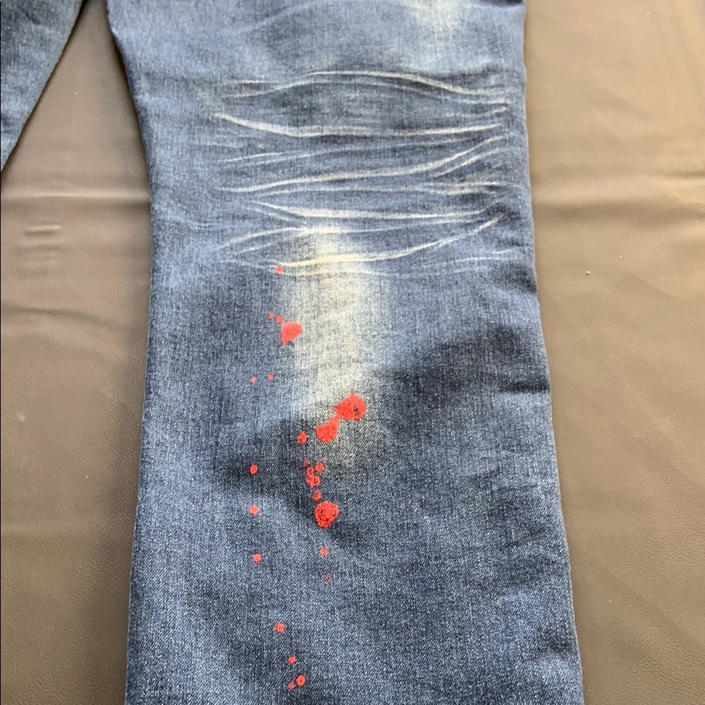 Switch Remarkable Distressed Patch Jeans 42x34 Me… - image 5